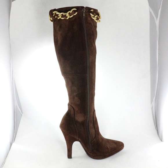 Like New HOT IN HOLLYWOOD Choc Suede Zip Up Boots - Picture 5 of 8